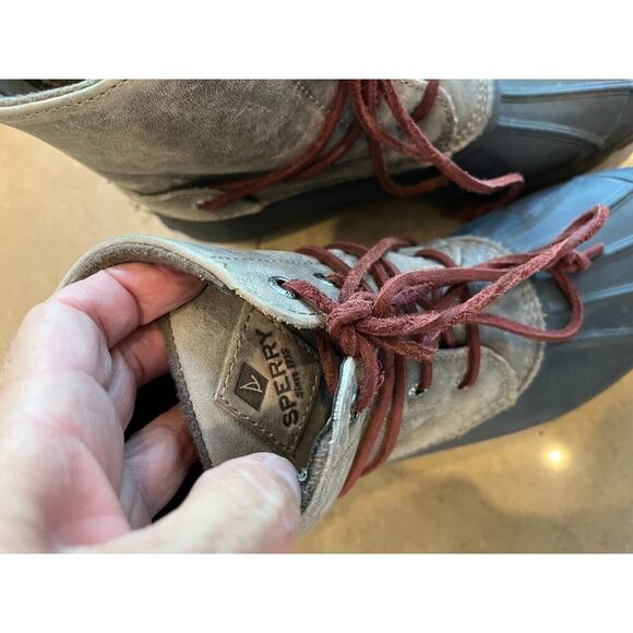 Sperry Duck Boots Rain Women 7M Leather Quarter Zip Rubber Outdoor Winter Snow - Picture 9 of 9